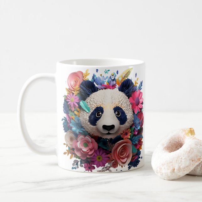 Taza De Café Oso De Panda Impreso Con Aspecto 3D (Con donut)