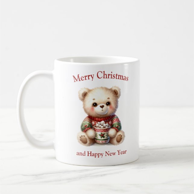 Taza De Café Oso de peluche bebé con cacao de Navidades calient (Izquierda)