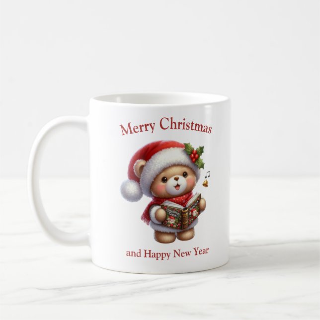 Taza De Café Oso de peluche cantando villancicos Navidades (Izquierda)