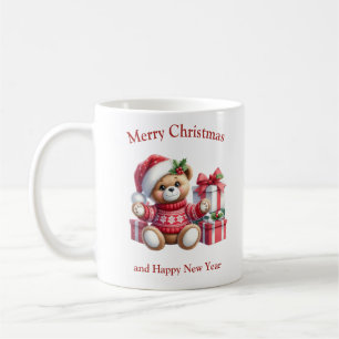 Taza De Café Oso de peluche con regalos y mistletoe navidades