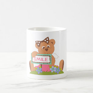 Taza De Café Oso de peluche con Rótulo de sonrisa de arrastre