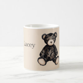 Taza De Café Oso de peluche de encaje falso negro