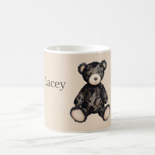 Taza De Café Oso de peluche de encaje falso negro