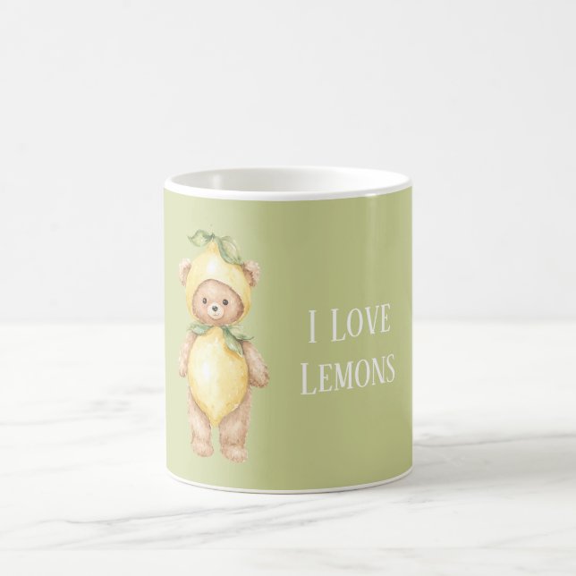 Taza De Café Oso de peluche de limones amarillos verdes (Centro)