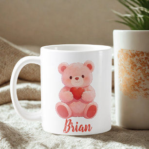 Taza De Café Oso de peluche lindo con nombre personalizado