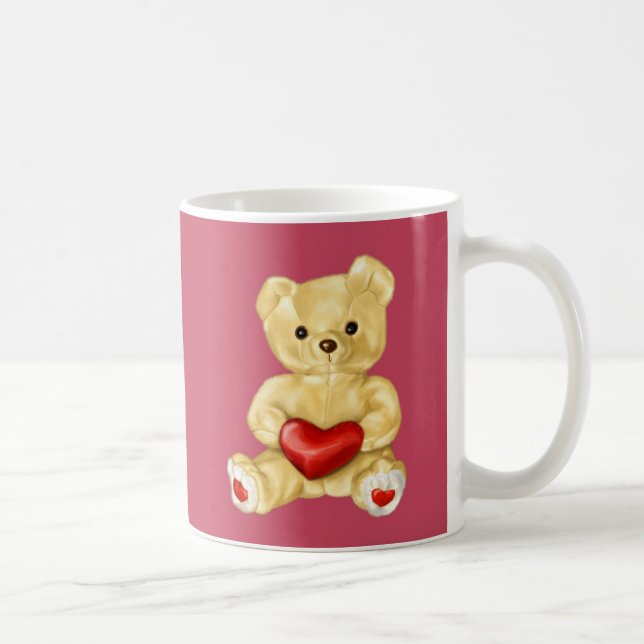 Taza De Café Oso de peluche lindo que hipnotiza rosado (Derecha)