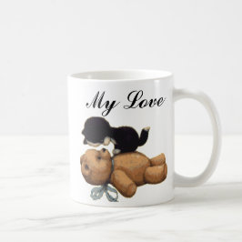 Taza De Café Oso de peluche lindo y gato negro - mi amor
