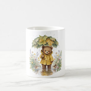 Taza De Café Oso de peluche lluvioso Paraguas de otoño Arte