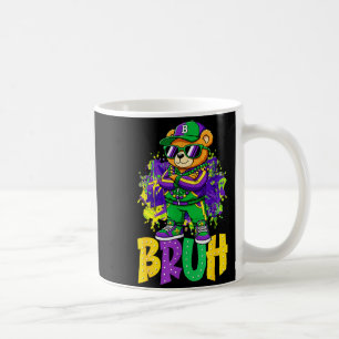 Taza De Café Oso de peluche Mardi Gras Bruh Hip Hop Chicos Homb
