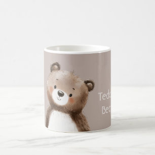 Taza De Café Oso de peluche marrón blanco dulce lindo