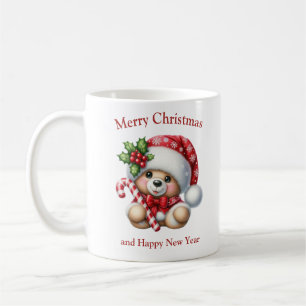 Taza De Café Oso de peluche navidades con mistletoe y dulces