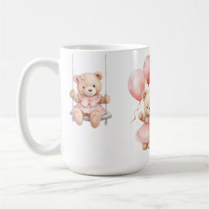 Taza De Café Oso de peluche personalizado en acuarela para niña