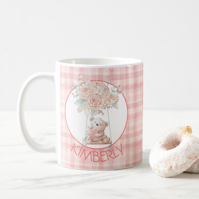 Taza De Café Oso de peluche personalizado personalizado (Con donut)
