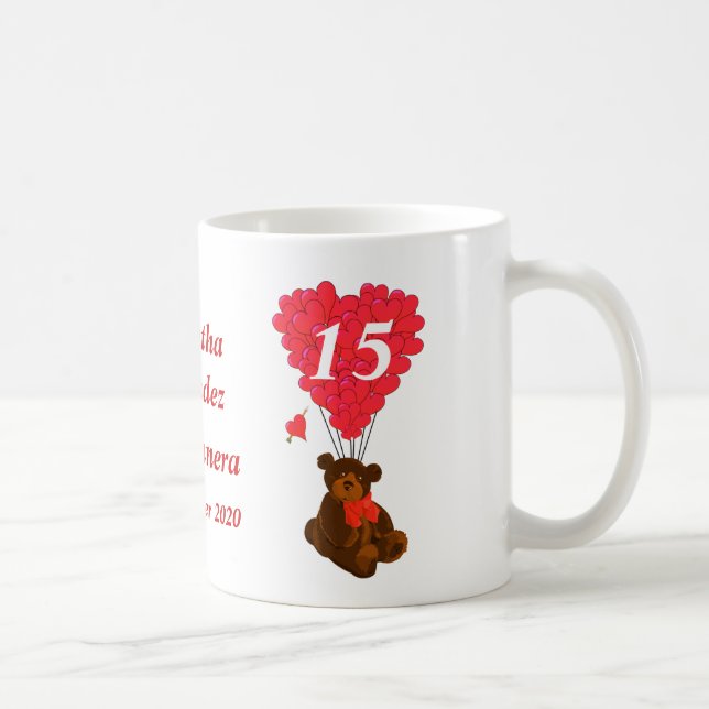 Taza De Café Oso de peluche personalizado Quinceanera (Derecha)