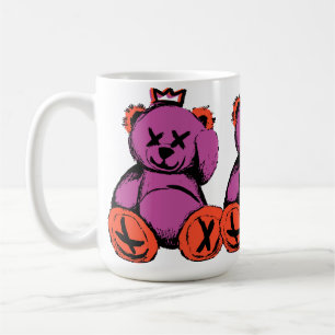 Taza De Café Oso de peluche real en púrpura y naranja