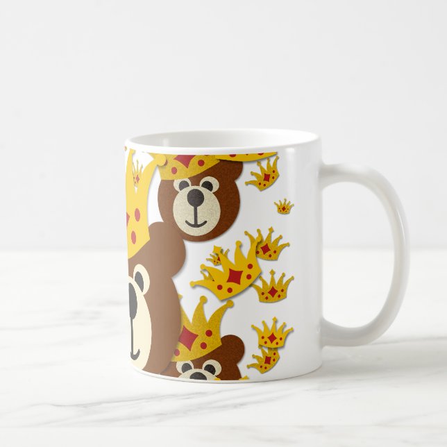 Taza De Café Oso de peluche sonriente con corona (Derecha)