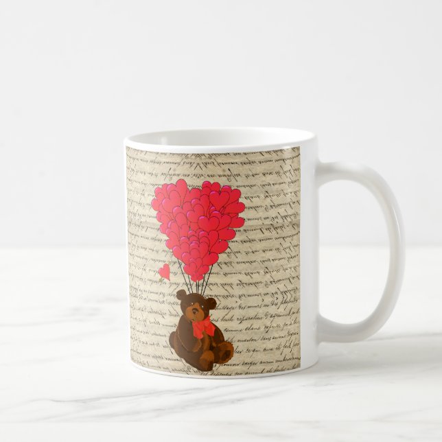 Taza De Café Oso de peluche y corazón (Derecha)