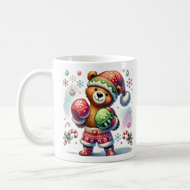 Taza De Café Oso de vacaciones de boxeo en sombra (Izquierda)