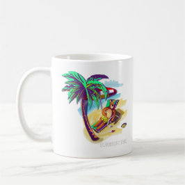 Taza De Café Oso de verano relajante en la playa tropical