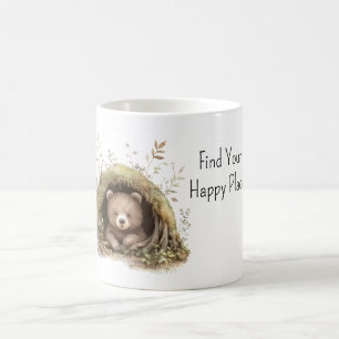 Taza De Café Oso en Bosque Encuentra Tu Lugar Feliz
