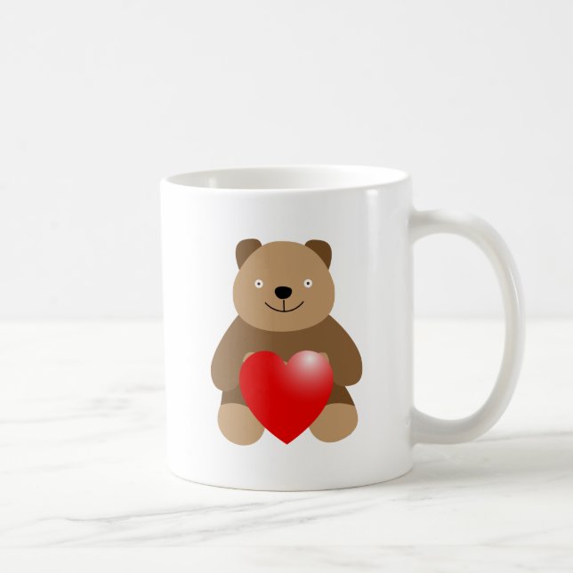 Taza De Café Oso gracioso con corazón (Derecha)