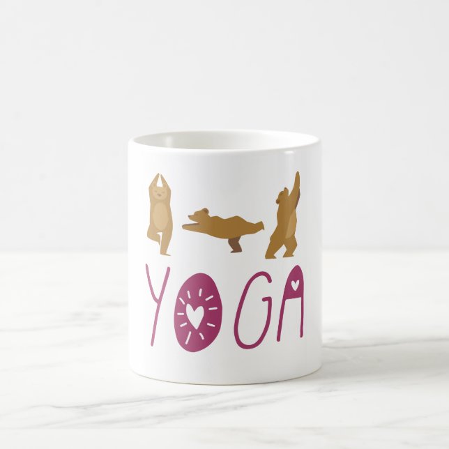 Taza De Café Oso gracioso poses yoga (Centro)