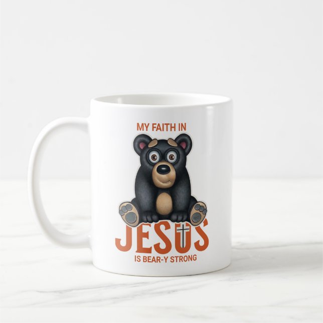 Taza De Café Oso inspirador Jesús Fe Cristiana (Izquierda)