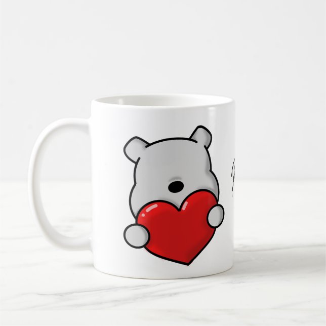 Taza De Café Oso lindo con corazón rojo (Izquierda)