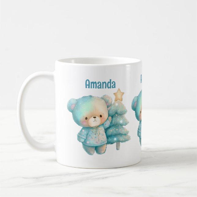 Taza De Café Oso lindo y vacaciones de árbol de Navidad (Izquierda)