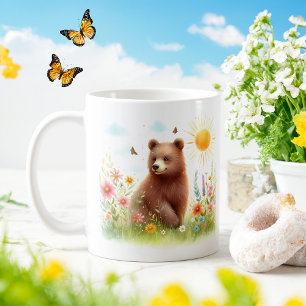 Taza De Café Oso marrón de color de agua de primavera - Mug inf