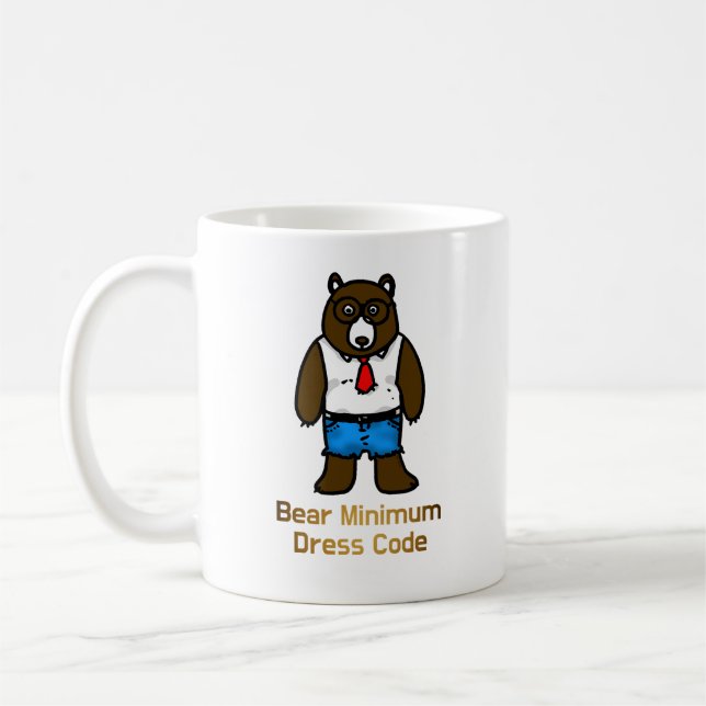 Taza De Café Oso Mínimo Gracioso Office Pun Art (Izquierda)