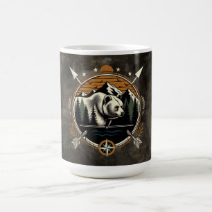 Taza De Café Oso montañés rústico y vintage al aire libre