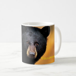 Taza De Café Oso Mug-Negro de piedra amarilla