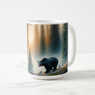 Taza De Café Oso negro en el bosque