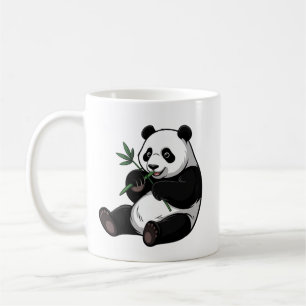 Taza De Café Oso Panda Lindo y Moderno con Bambú Verde