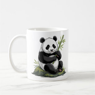 Taza De Café Oso Panda Lindo y Moderno con Bambú Verde