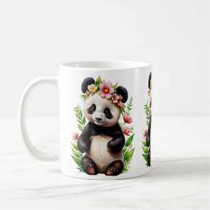 Taza De Café Oso Panda Transparente Con Flores