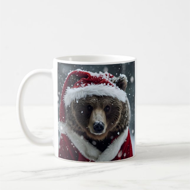 Taza De Café Oso pardo vestido con un traje de Papá Noel (Izquierda)