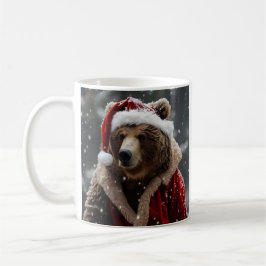 Taza De Café Oso pardo vestido con un traje de Papá Noel