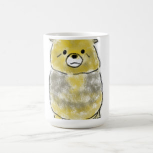 Taza De Café Oso Perro Amarillo Cabeza Gris Cuerpo Dibujado a M