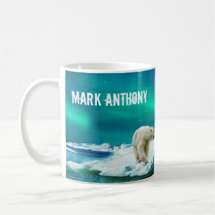 Taza De Café Oso Polar Aurora Borealis Mug Personalizada