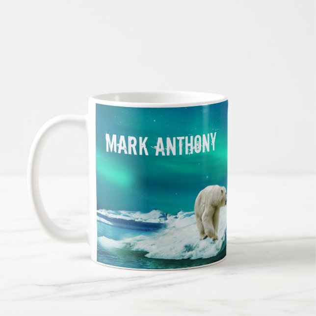 Taza De Café Oso Polar Aurora Borealis Mug Personalizada (Izquierda)