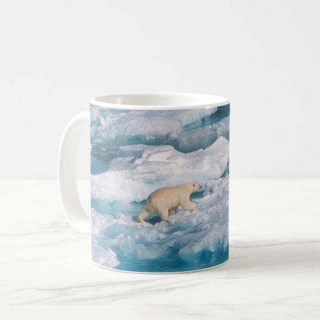 Taza De Café Oso polar caminando por el mar (Anverso izquierdo)