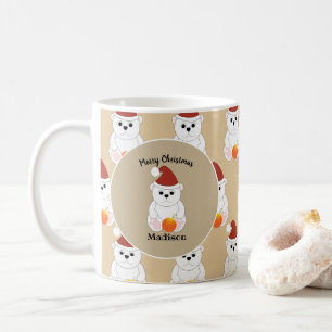 Taza De Café Oso polar con adorno navideño Personalizar