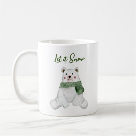 Taza De Café Oso Polar con bufanda verde Dejar nevar