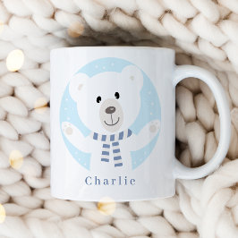 Taza De Café Oso Polar Cutáneo con Navidades de la bufanda azul