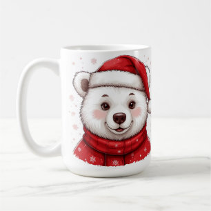 Taza De Café Oso Polar de Navidad con Sombrero de Santa