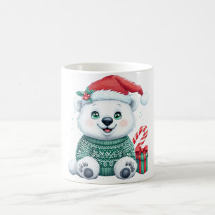 Taza De Café Oso polar de Navidades cortos en suéter festivo