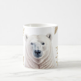 Taza De Café Oso Polar Elegante con Acentos Florales
