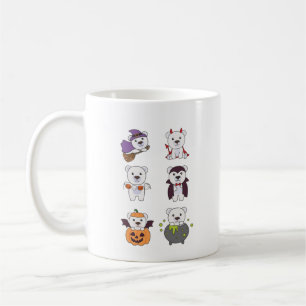 Taza De Café Oso Polar Halloween Bruja Devil Calabaza Vampiro